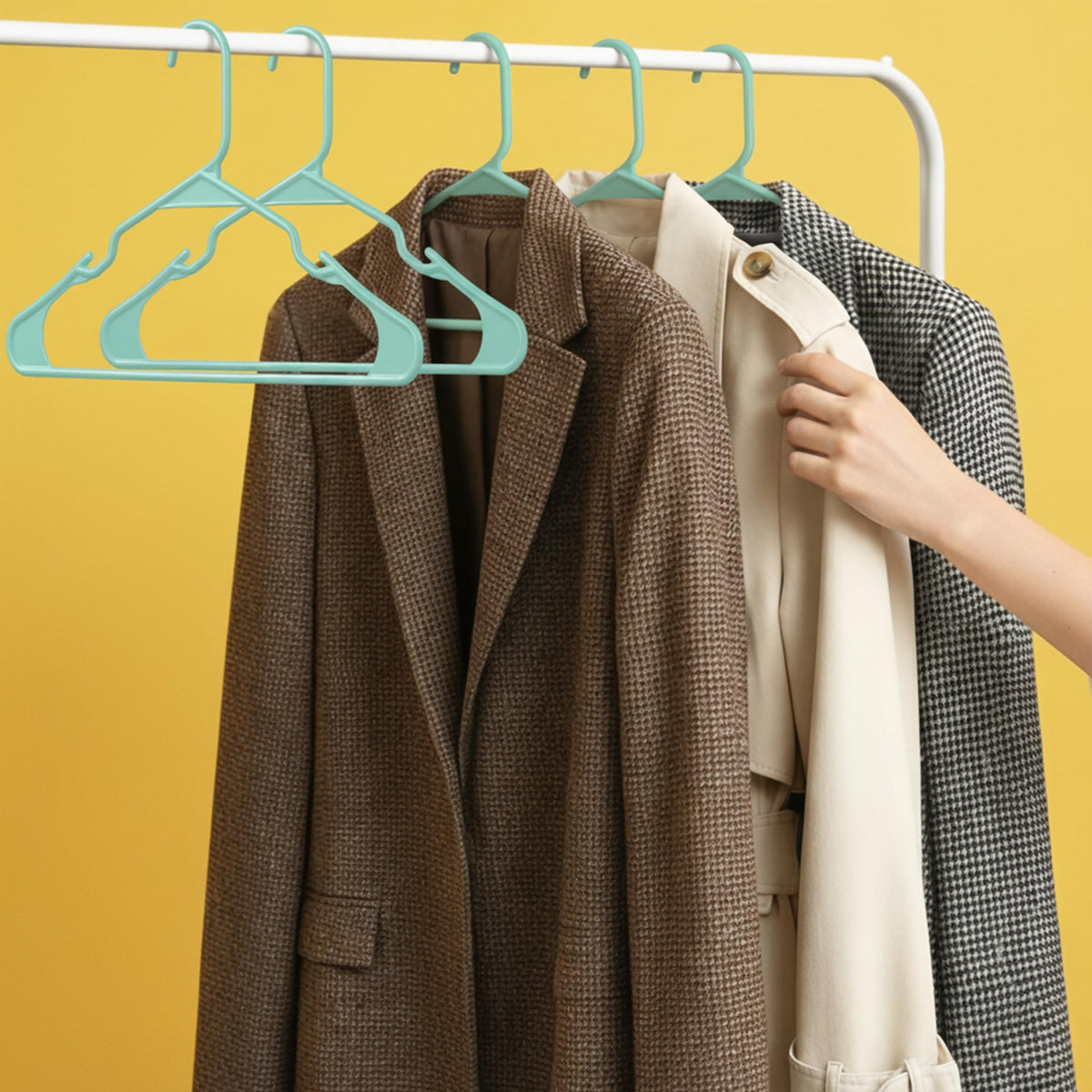 Utopia Home aqua color hangers add fresh style to your closet.