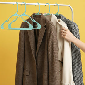 Utopia Home aqua color hangers add fresh style to your closet.
