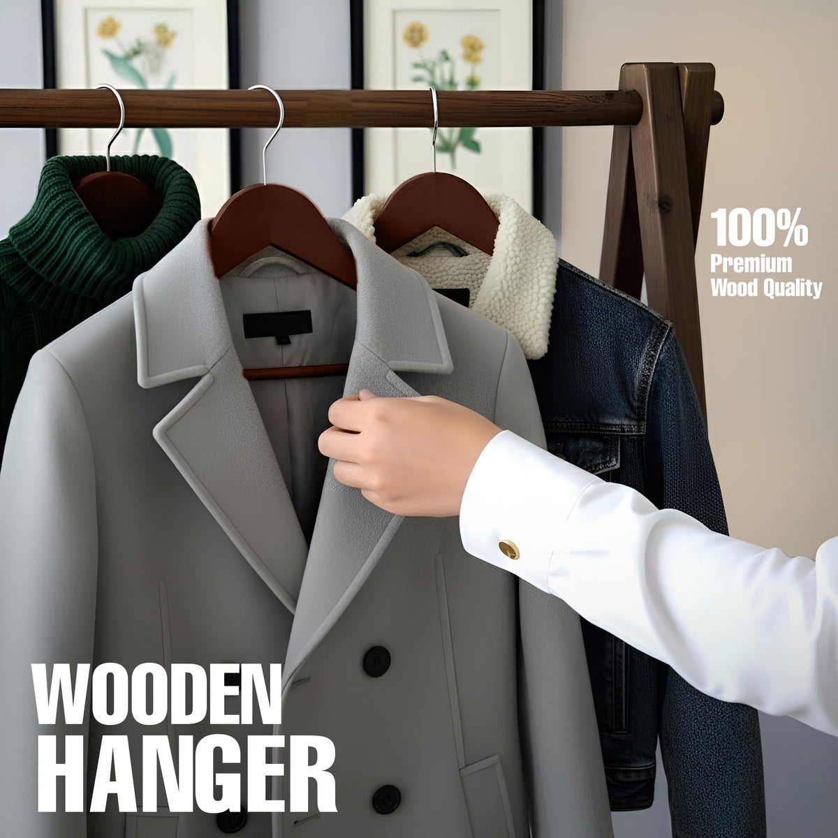 Utopia Home durable wood hangers with smooth finish