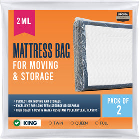 Utopia Home king-size 2mil mattress bag—clear, durable storage for long-distance moves.