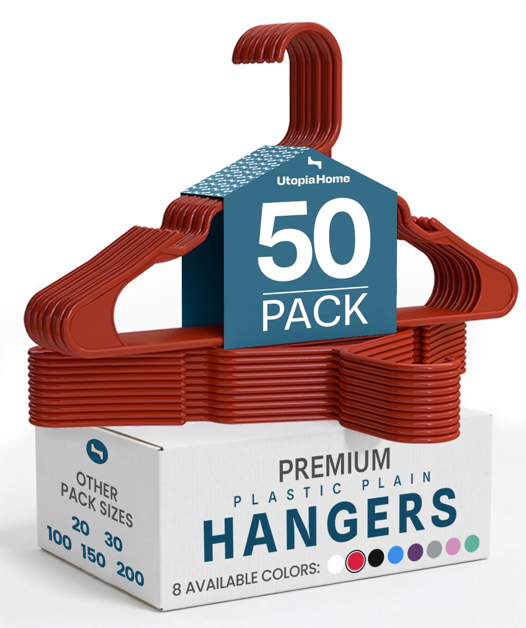 Utopia Home plastic hangers 50-pack front view for space-saving closet organization
