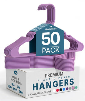 Utopia Home plastic hangers 50-pack pink for space-saving closet storage