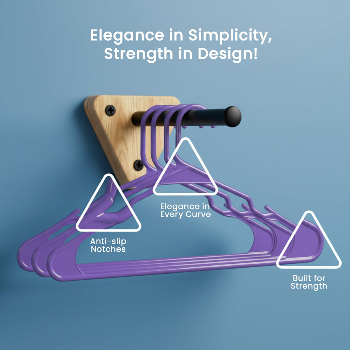Utopia Home hangers supporting coats to maintain shape and wrinkle-free garments.