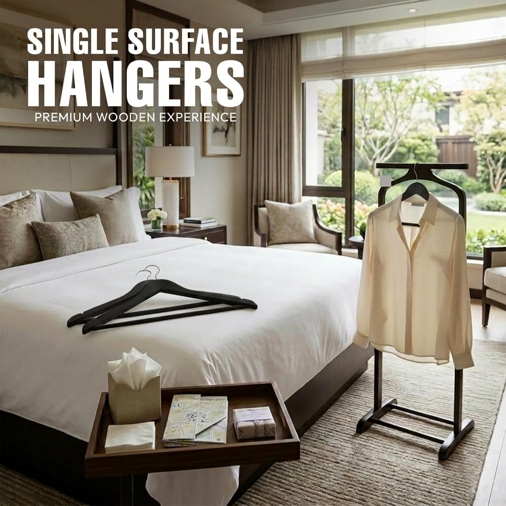 Utopia Home premium wooden hanger with 360-degree hook for easy access to every garment.