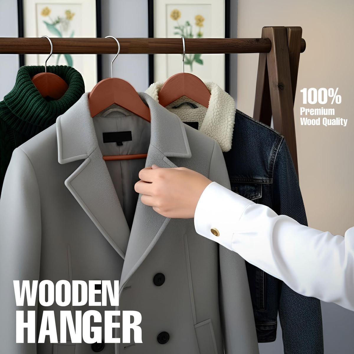 Utopia Home cherry finish adds warmth and style to any closet.