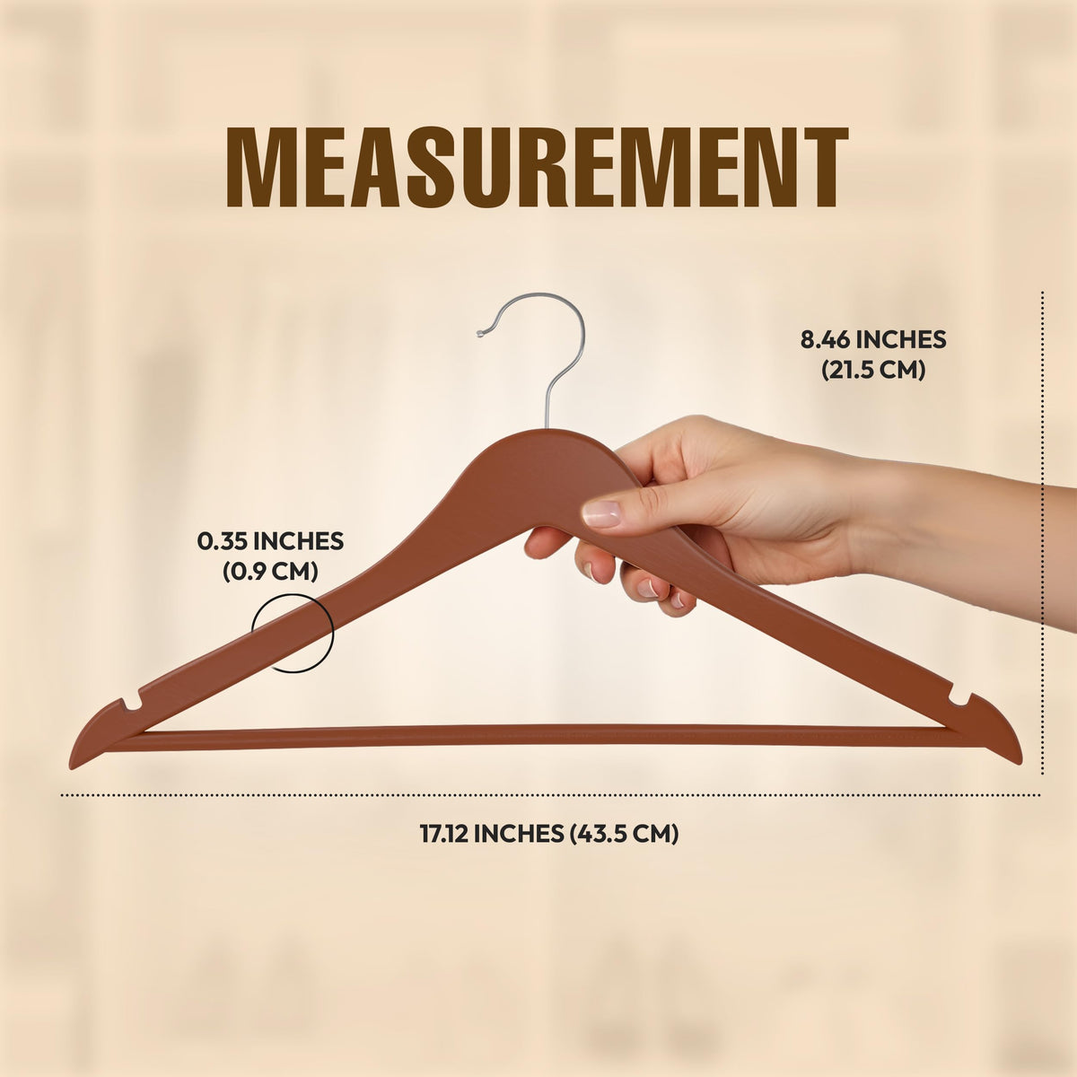 Utopia Home wooden hangers organize shirts, pants, and coats for a tidy wardrobe.