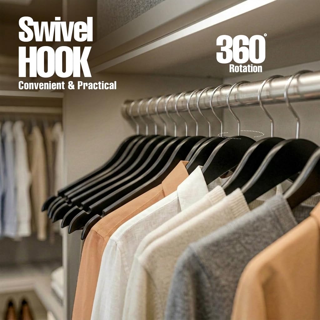 Utopia Home premium wooden hanger with durable smooth finish that protects fabrics.
