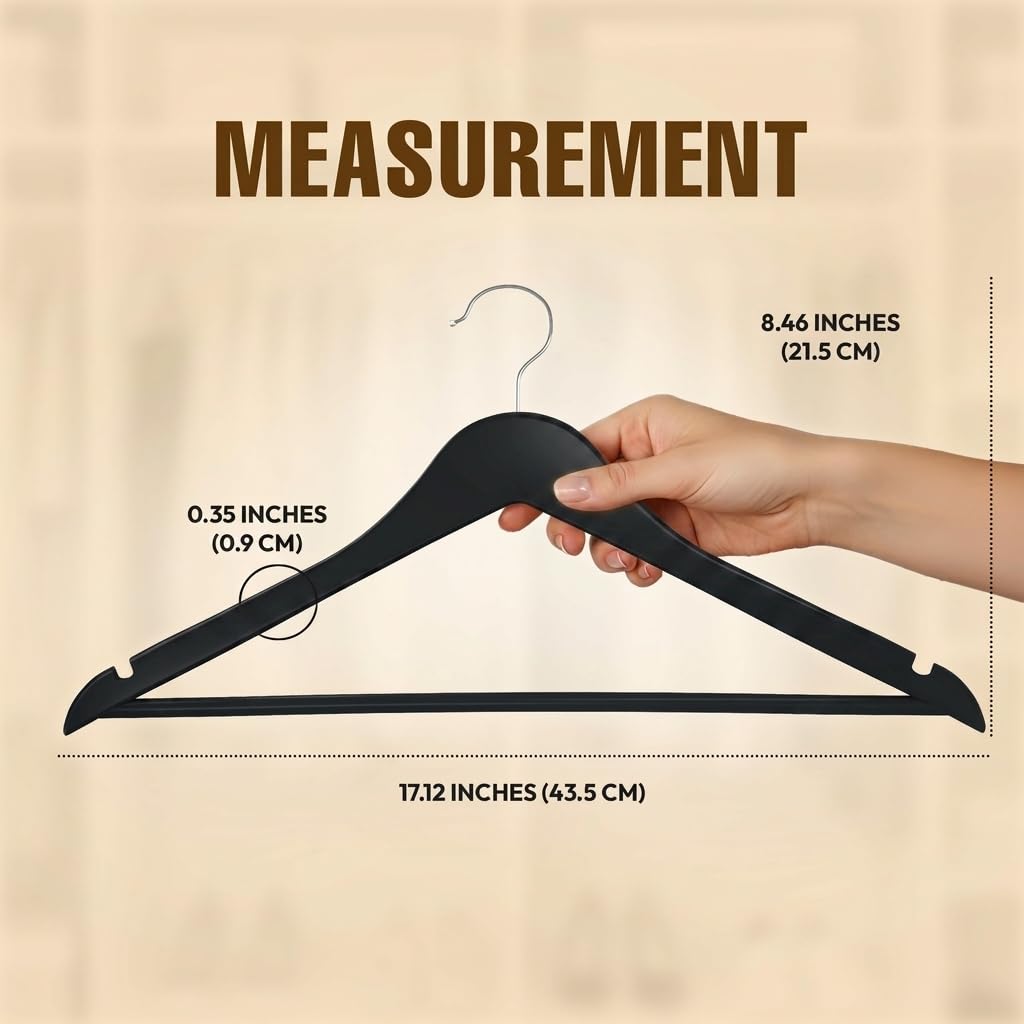 Utopia Home premium wooden hanger with space-saving design for a neatly organized wardrobe.