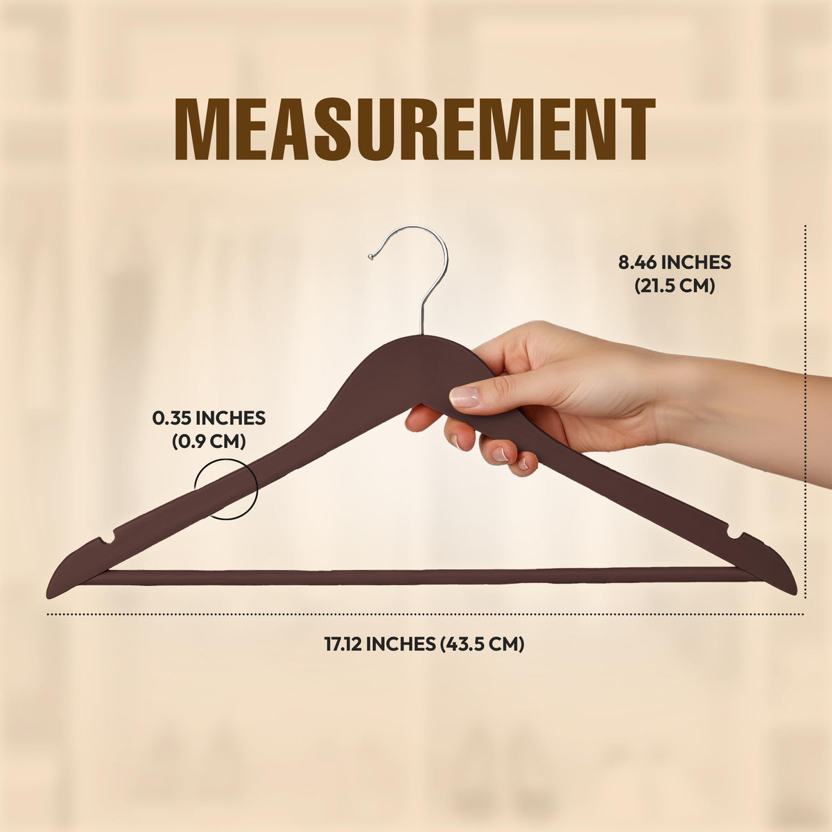 Utopia Home suit hanger with contoured shoulders supports coats and suits