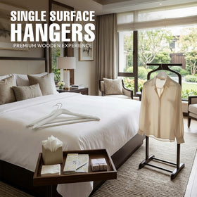 Utopia Home wooden hangers with rotatable hook enable smooth outfit changes.