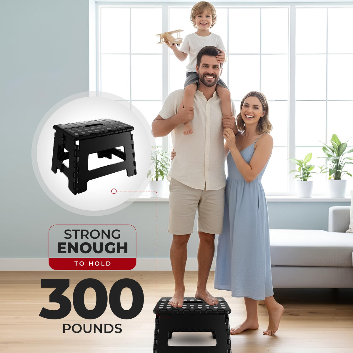 Utopia Home sturdy yet lightweight stool supports up to 300 lbs
