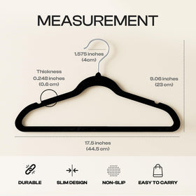 Utopia Home velvet hanger with 360-degree hook for easy outfit changes.