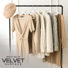 Utopia Home Velvet Hangers 360 swivel hook for easy access and quick outfit changes.
