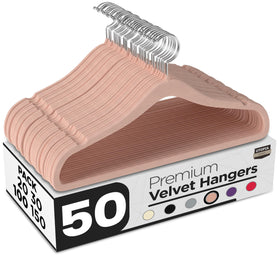 Utopia Home velvet hangers 50-pack in pink for organized closet storage