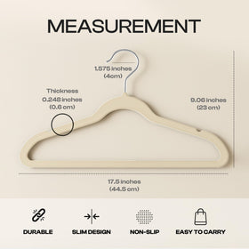 Utopia Home velvet hangers with durable ABS support up to ten pounds.