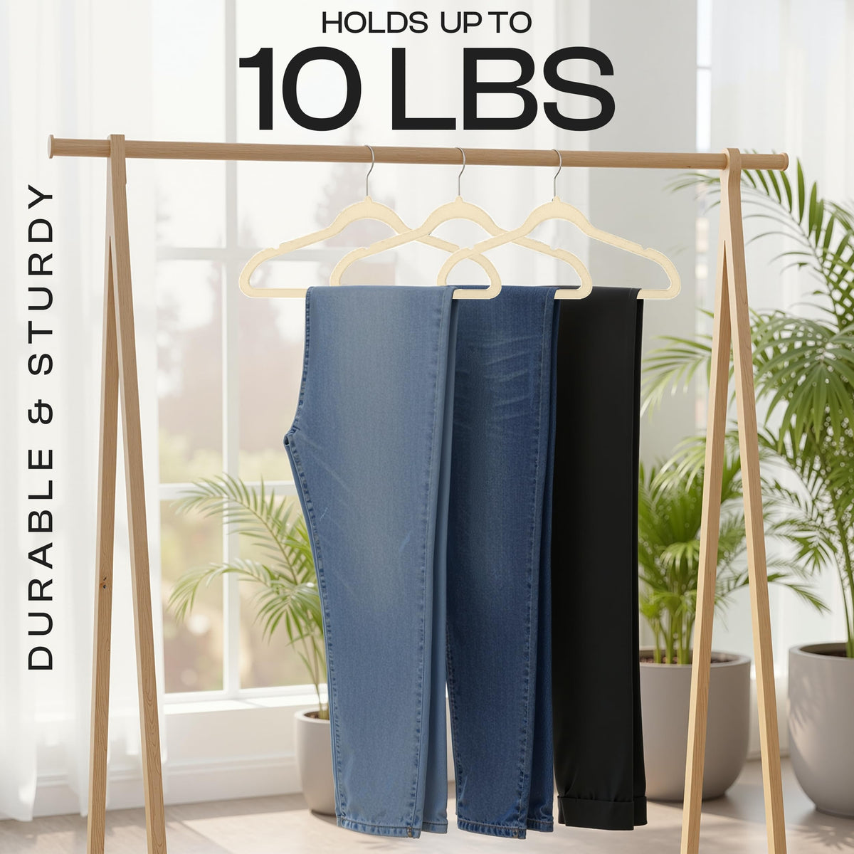 Utopia Home velvet hanger 360-degree hook, easy swiveling for quick outfit access.