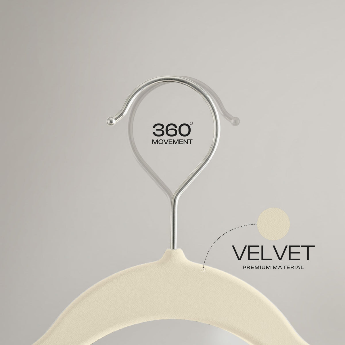 Utopia Home velvet hanger shirt ivory, prevents creases with velvet coating.