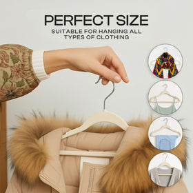 Utopia Home space-saving velvet hangers maximize closet capacity and organization.