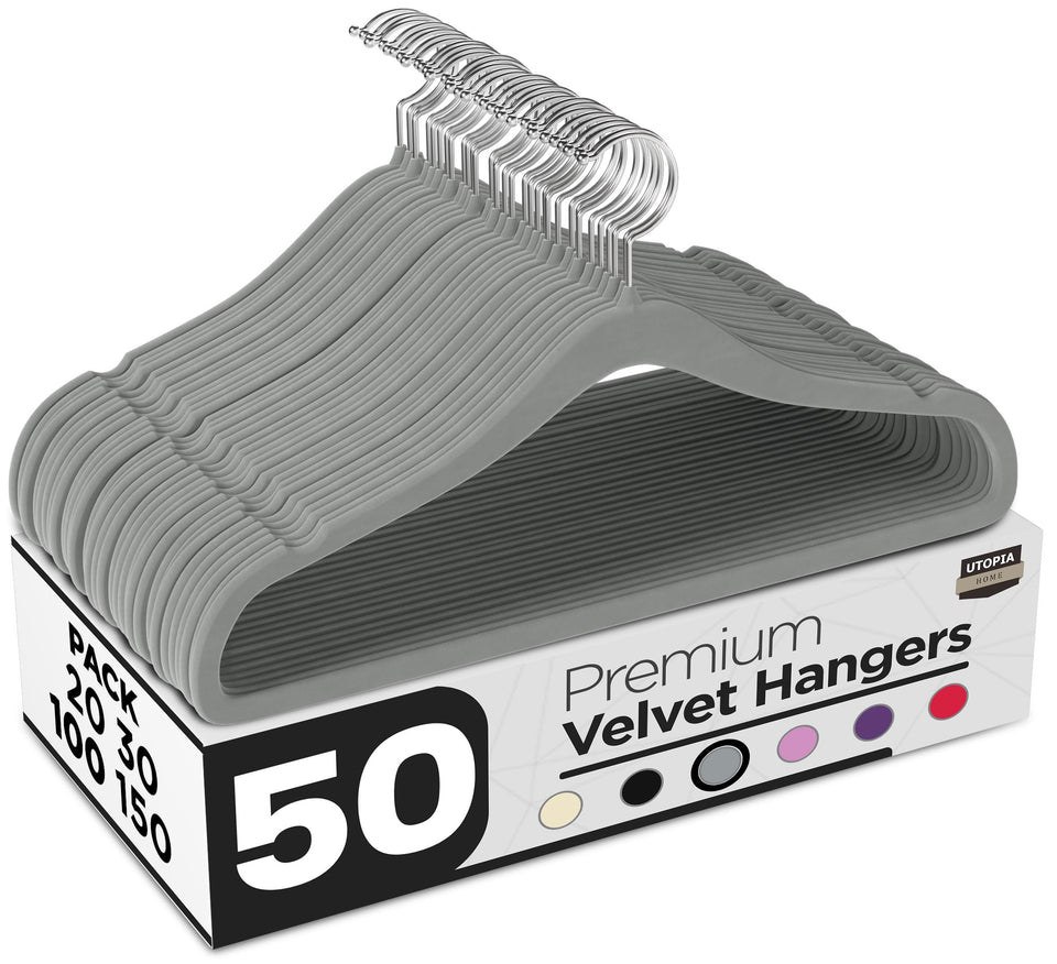 Utopia Home velvet hangers 50-pack with pants bar for organized outfits