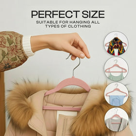 Non-slip velvet coating on Utopia Home velvet hangers keeps garments in place