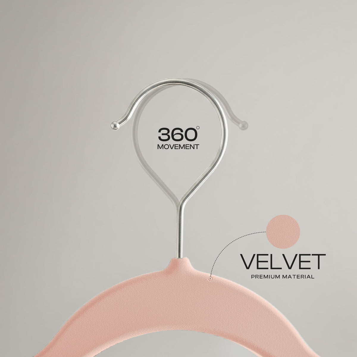 Pink finish on Utopia Home velvet hangers adds stylish closet detail