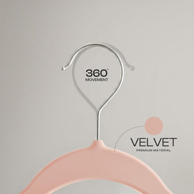 Pink finish on Utopia Home velvet hangers adds stylish closet detail