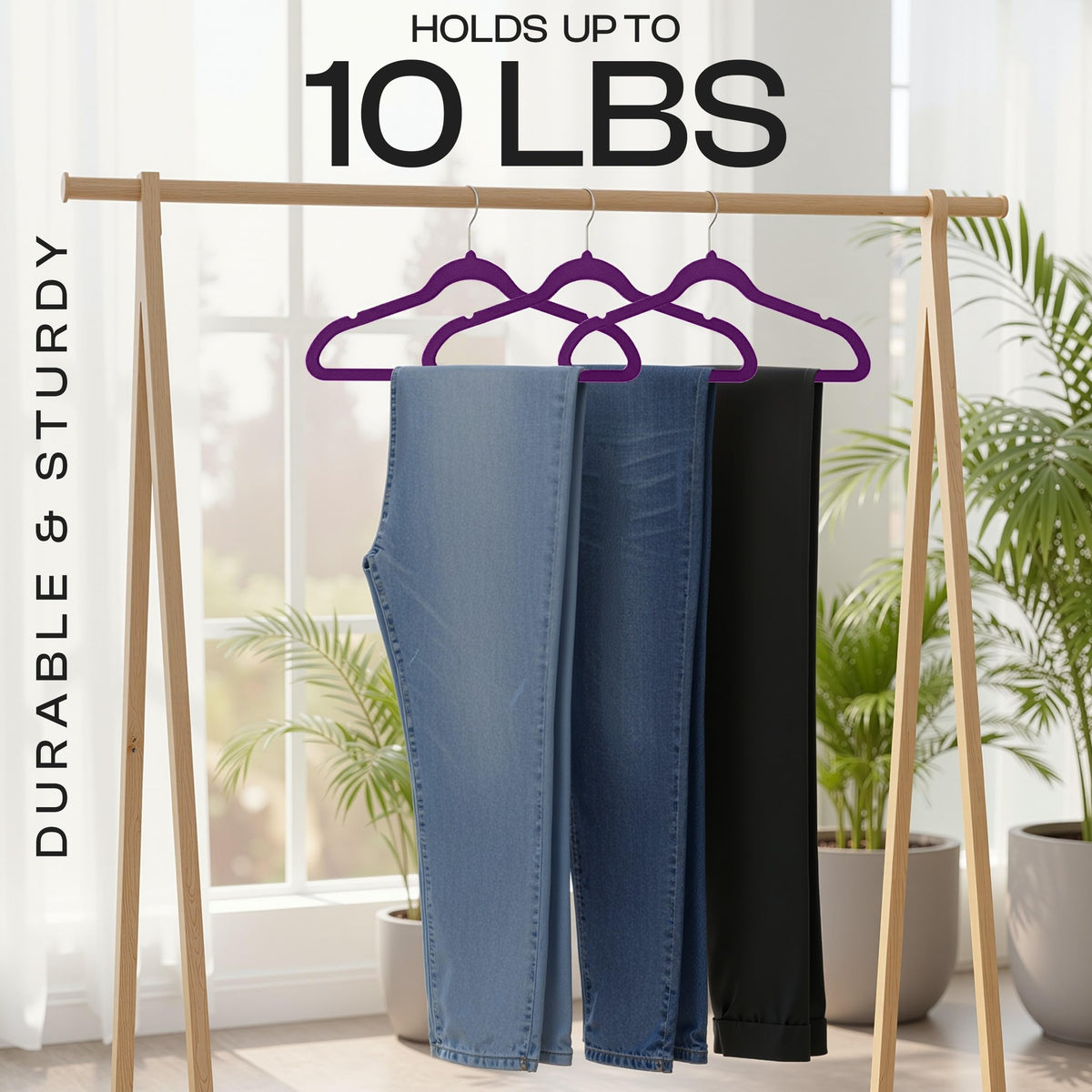 Utopia Home velvet hangers in purple pack add luxury to laundry day.