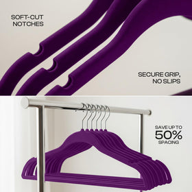 Utopia Home velvet hangers slim design saves closet space and adds openness.
