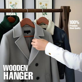 Utopia Home versatile wooden hangers fit pants, shirts, and suits for organized closets.