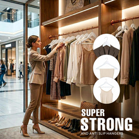 Utopia Home non-slip wooden hangers keep garments securely in place.