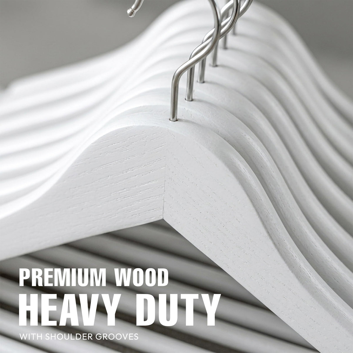 Utopia Home wooden hangers with shoulder grooves protect garments.