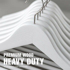 Utopia Home wooden hangers with shoulder grooves protect garments.