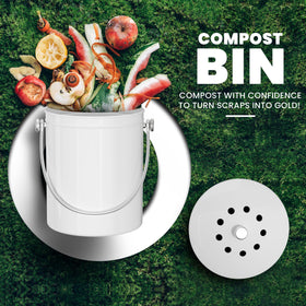 Utopia Kitchen compost bin lid open for easy scrap disposal