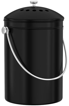 Utopia Kitchen compost bin on countertop reduces kitchen smells with a sturdy design.
