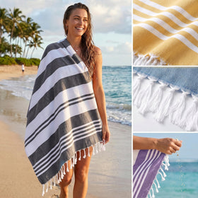 Utopia Towels 4-pack buff Turkish beach towel, oversized, soft feel after sun and swim.