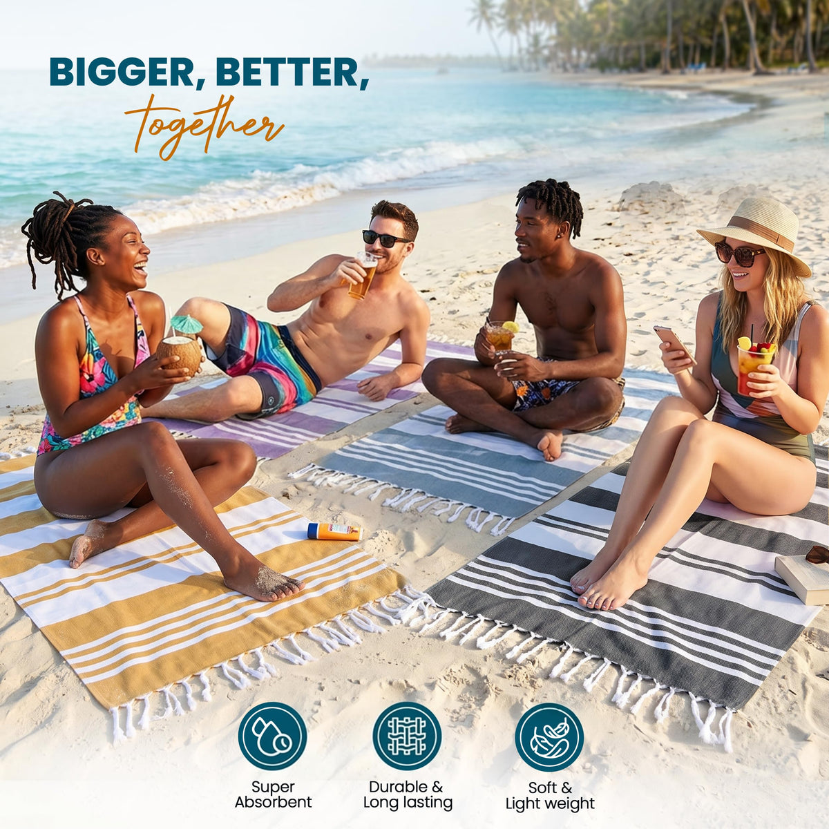 Utopia Towels 4-pack quick-dry towels, fast drying for next activity.
