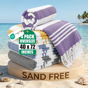 Utopia Towels 4-pack gray Turkish beach towel, oversized and quick-drying for beach days.