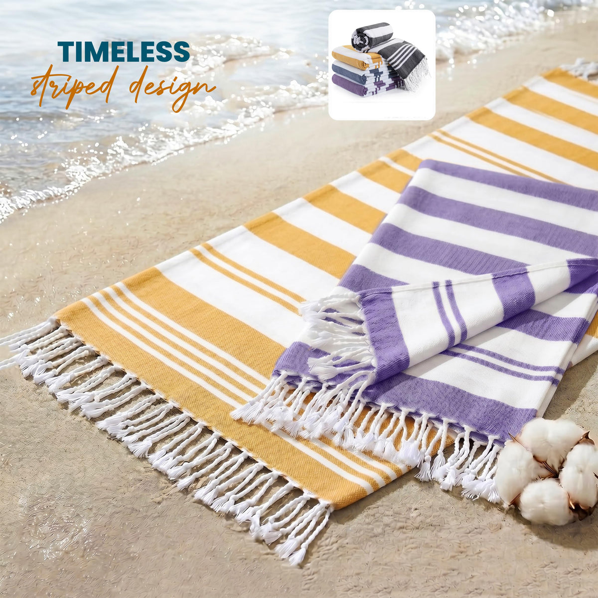 Utopia Towels 4-pack shown in a tote, easy to carry for trips.