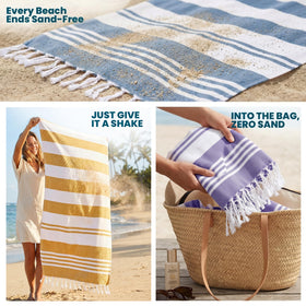 Utopia Towels 4-pack purple Turkish beach towel, oversized, absorbs water quickly for sandy days.