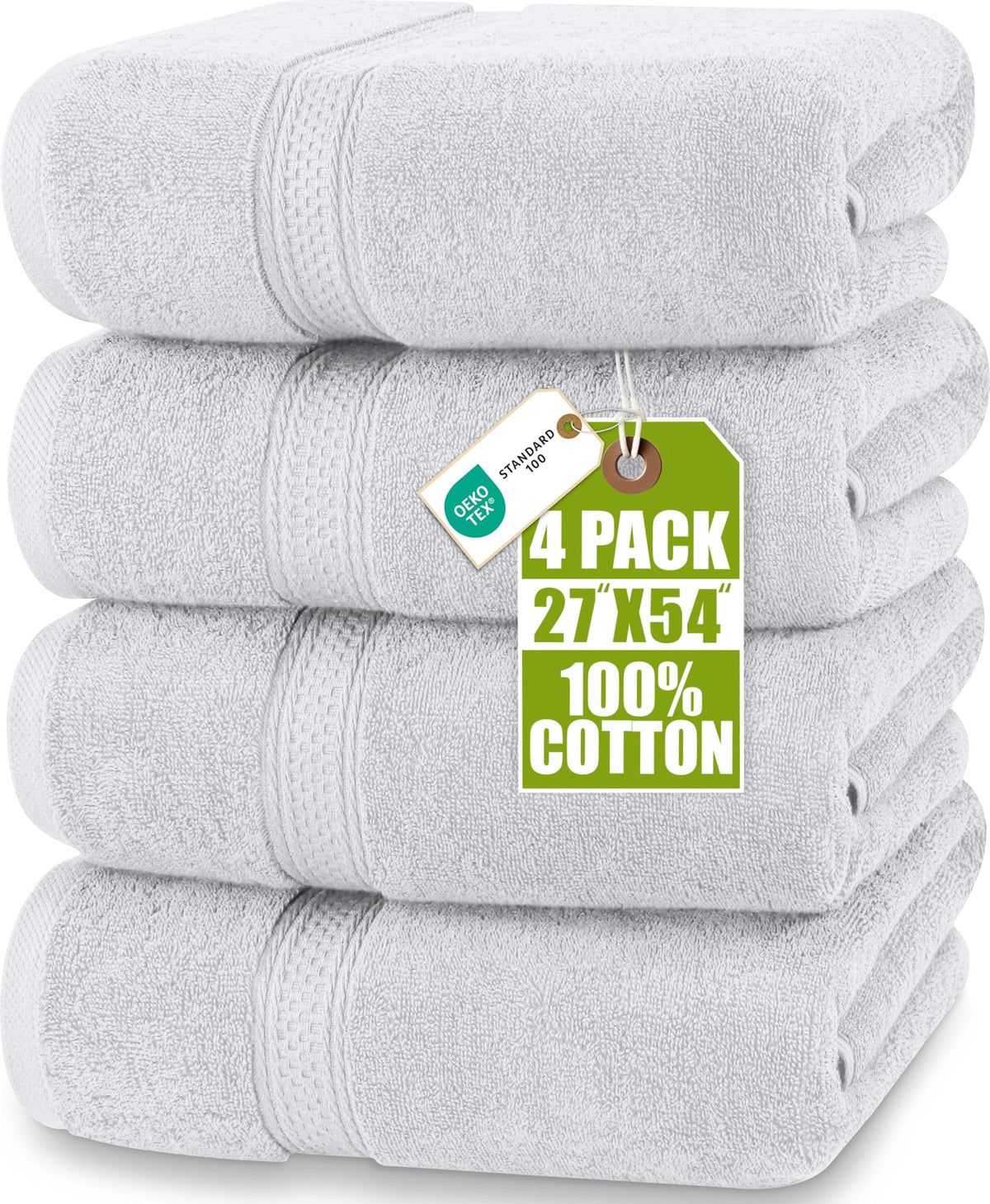 Utopia Towels 4 Pack bath towels 27x54 inches for full body coverage.