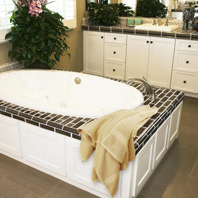 Utopia Towels 4 Pack beige bathroom setup mirrors hotel-quality luxury at home.