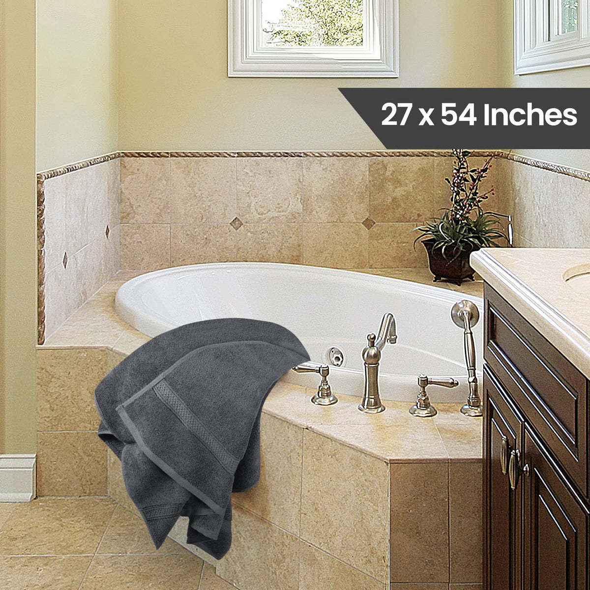 Utopia Towels 4-Pack poolside gray towels, quick-drying for outdoor lounging.