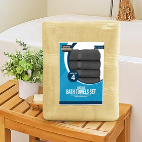 Utopia Towels 4 Pack beige soft texture closeup communicates everyday comfort.