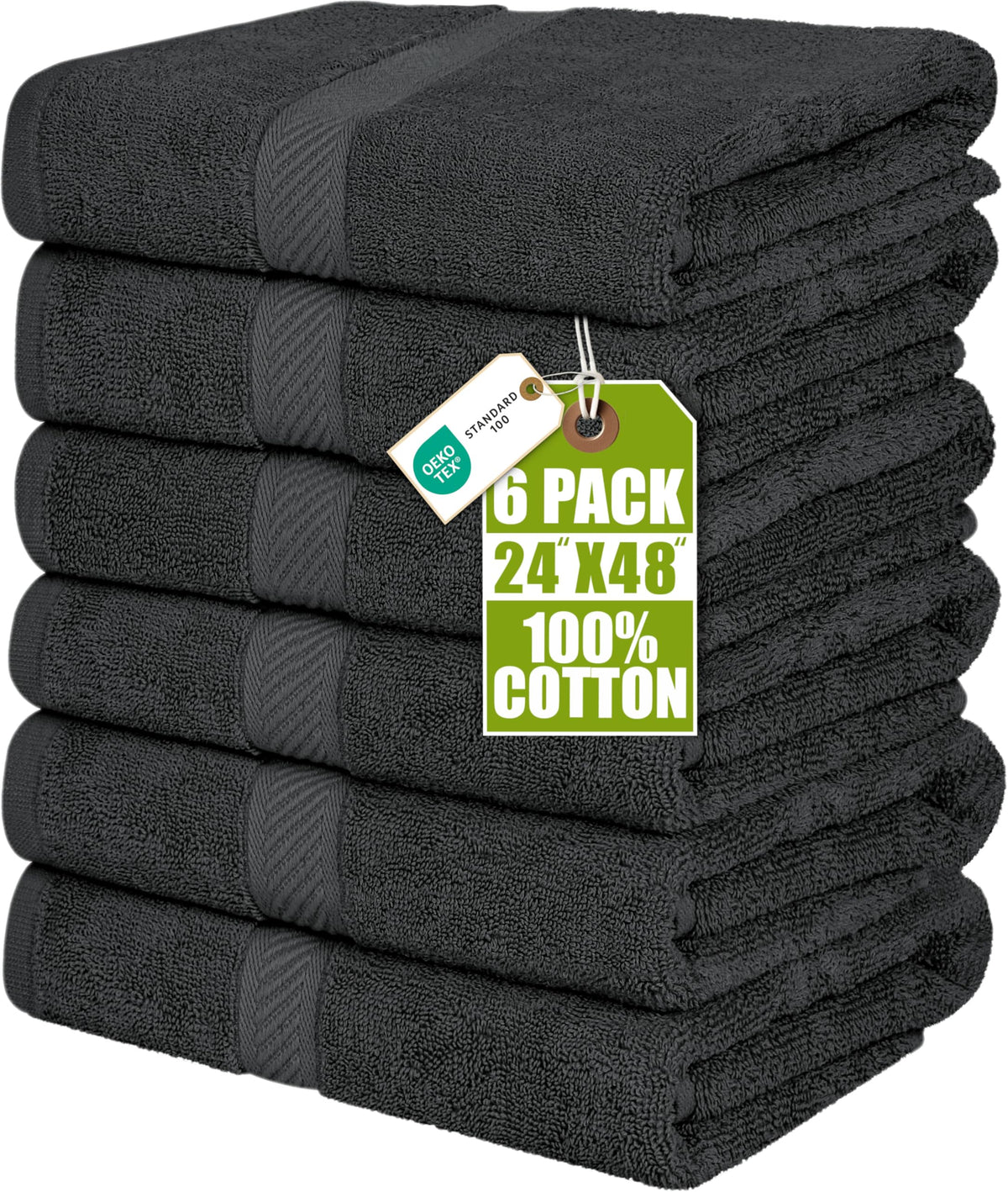 Utopia Towels 6-pack bath towels 24x48 in for full-body coverage and quick drying.