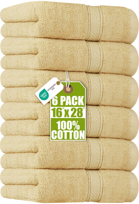 Utopia Towels six-pack beige hand towels offer softness and fast absorption.
