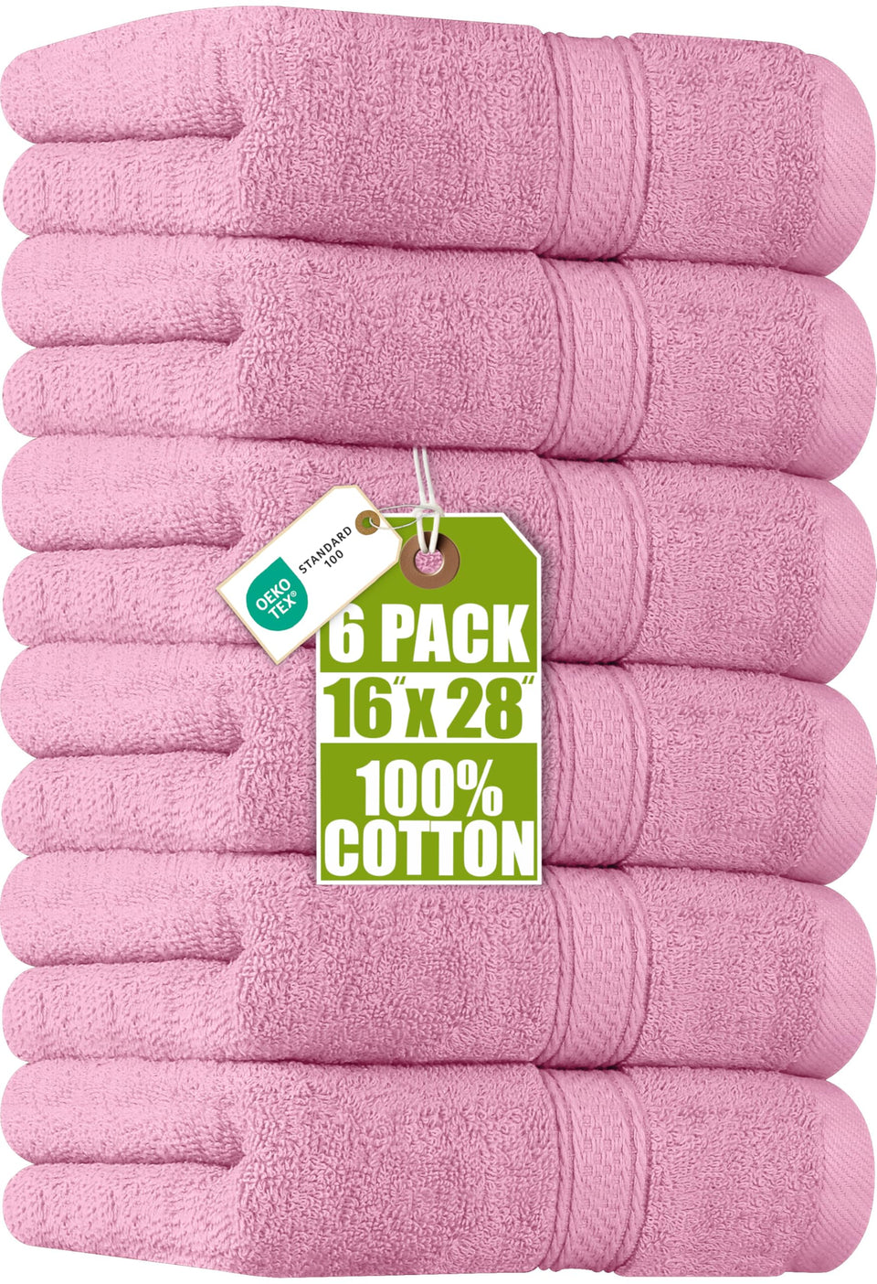 Utopia Towels 6pc hand towel set in pink with plush softness and absorbency.