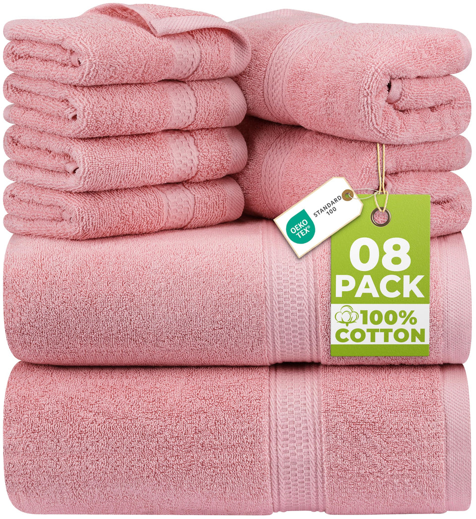 Utopia Towels 8-piece set bath towel close-up highlighting plush softness and high absorbency