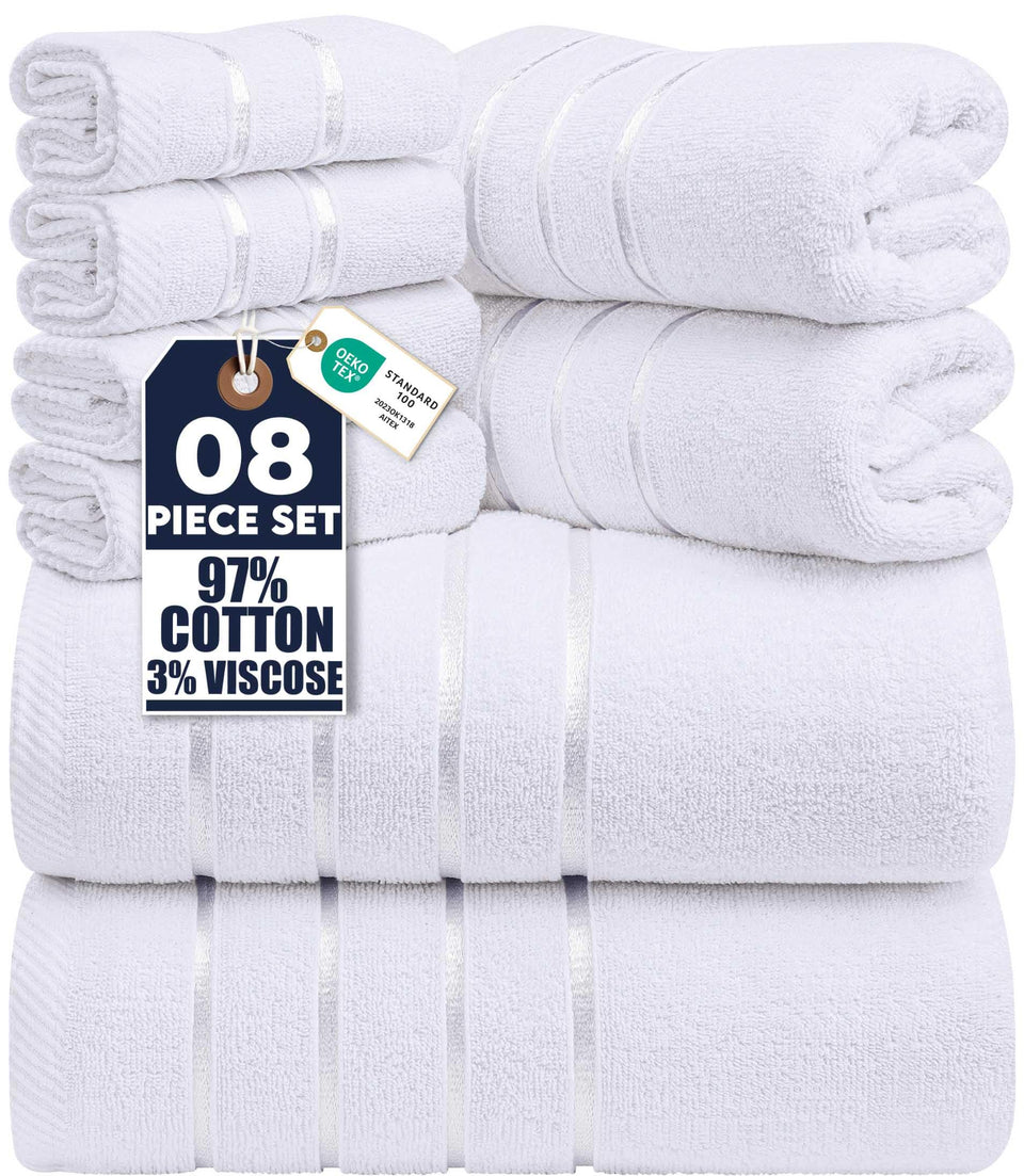Utopia Towels 8-piece set on display for a luxurious bathroom upgrade