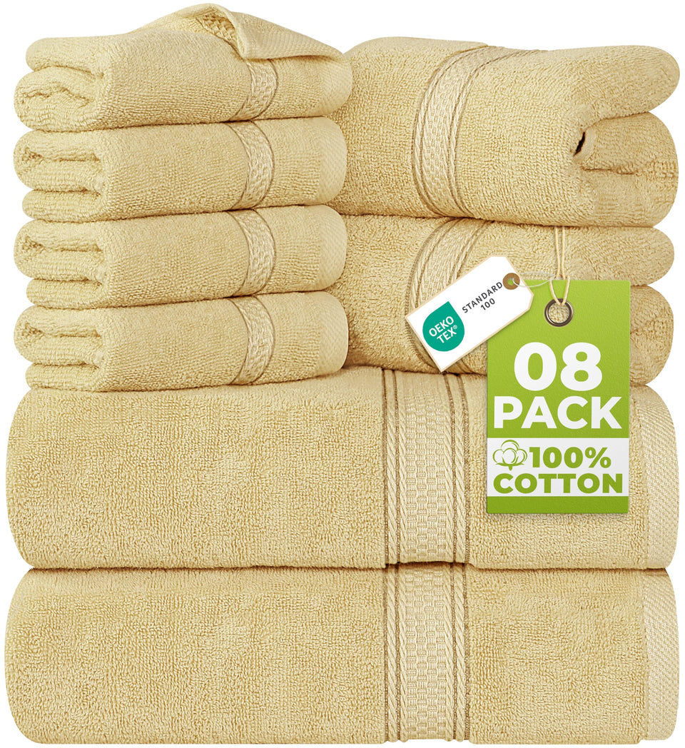 Utopia Towels 8-piece set shown for everyday luxury and durability