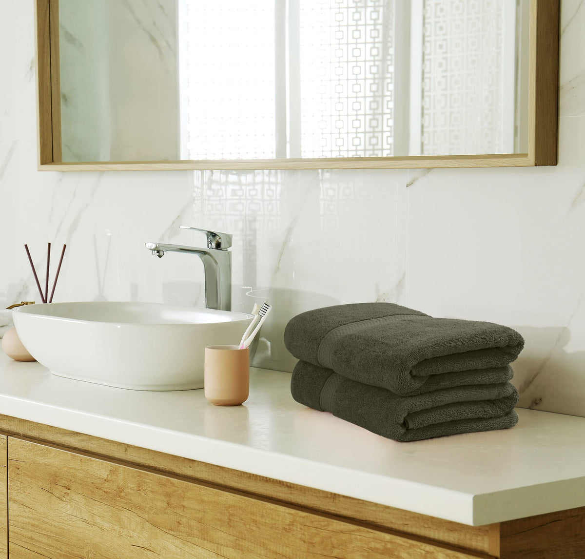 Utopia Towels absorbent soft-touch feel for gentle drying.
